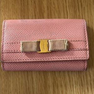 Salvatore Ferragamo Blush Leather Key & Card Holder